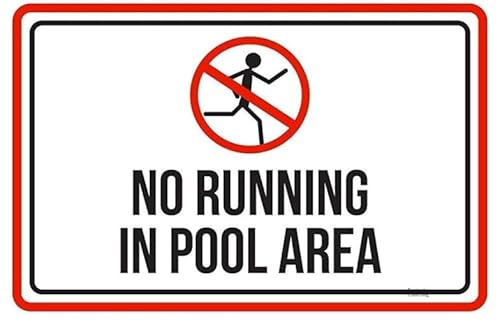 Warning Sign Pool Rules No Running In Area Spa Road Safety 8""X12"" Metal Aluminum