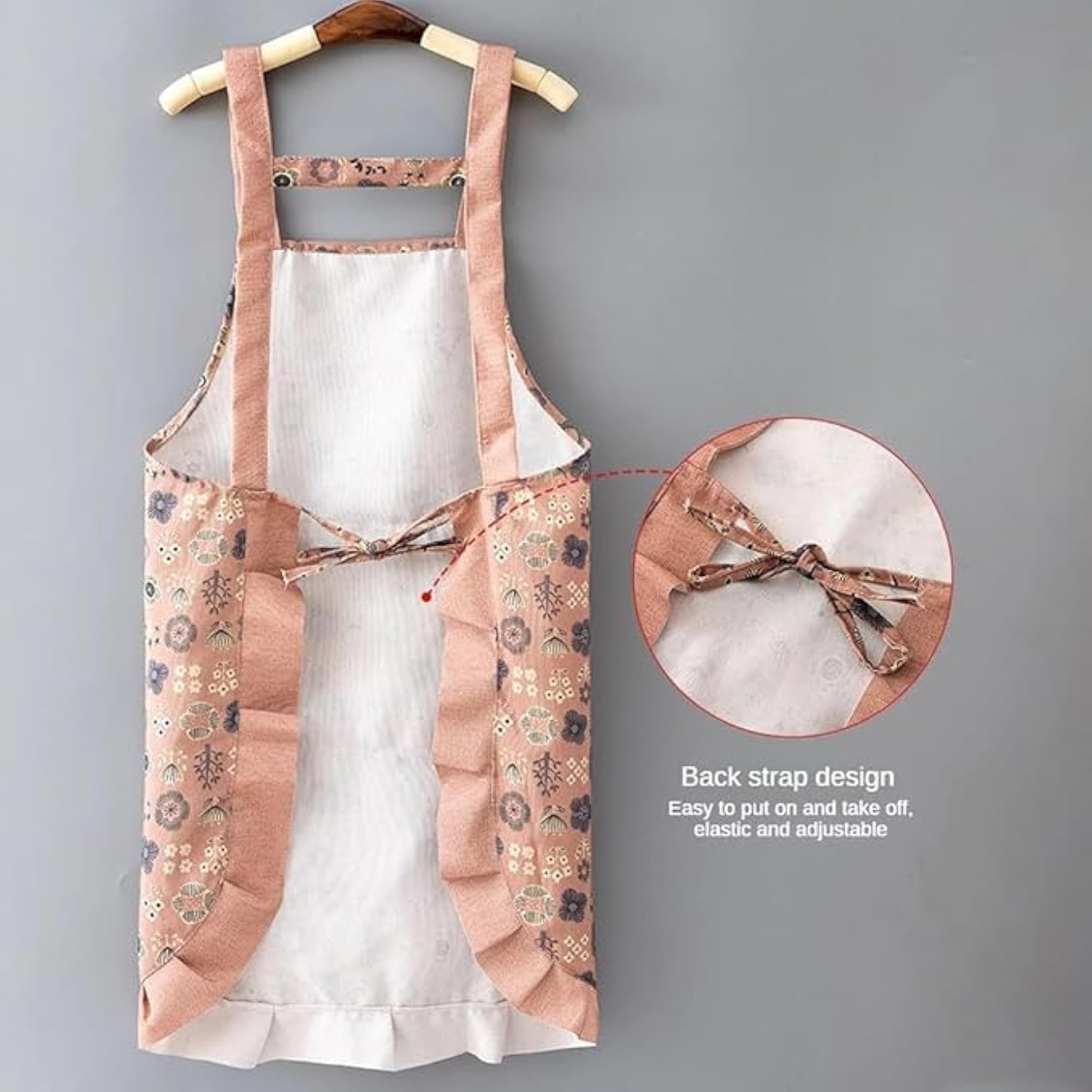Floral Printed Kitchen Apron for Women, Adjustable