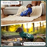 Hjyokuso Dackel Pullover M, Süßer Hundepullover mit Dackelmuster, Rollkragen Strickpullover für kleine Hunde, Weicher Winter Hundemantel, Weihnachten & Geburtstag Grün