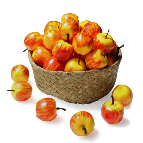 DONOTGO - DONOTGO 35Pcs Artificial Apples Fake Mini Red Apple Foam Realistic Faux Fruits Display for Decoration Lifelike Simulation Fruit for Home Kitchen Table Ornaments Festival Party Photography Prop Décor