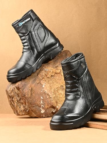 Image of Eego Italy Rider Goat, Water Resistant Biker boot /Motorcycle riding boot, real leather upper, steel toe protection, padded in socks, 3M Reflectors ankle protection - RIDERGOAT-BLACK-6