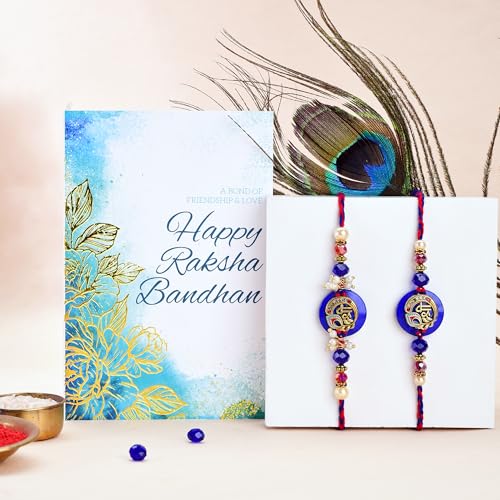 Image of To The Nines Men Rakhi For Brother With Tilak Material And Greeting Card - Pack Of 2 Rakhi