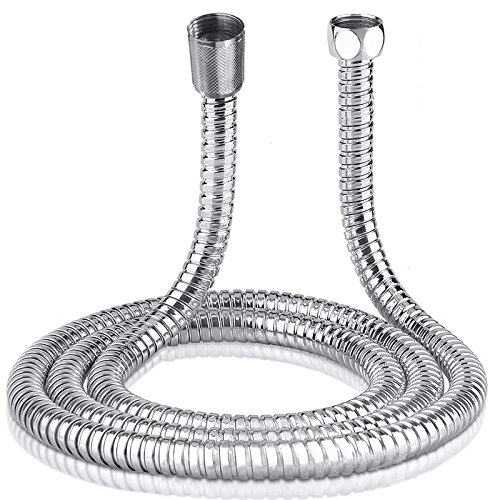 Safekom 2 Meter Stainless Steel Replacement Flexible Bathroom Bath Shower Hose Pipe Head Handheld with Clear Plastic Washers Set 2M - Image 3