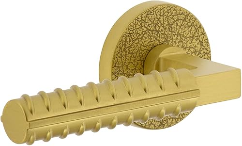 Viaggio Circolo - Pasaje de roseta de cuero con palanca de refuerzo Contempo en latón satinado, para diestros