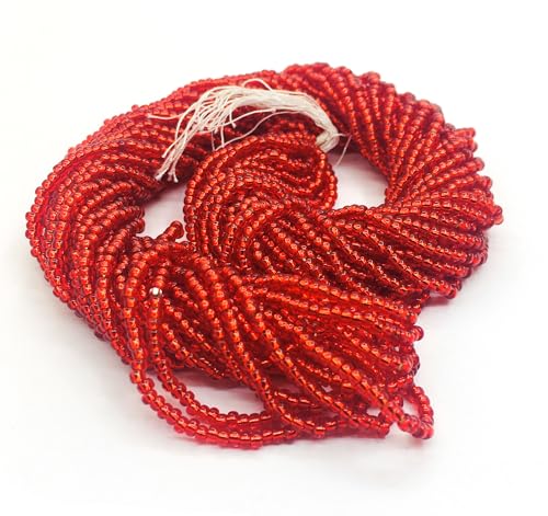 Perlin Seed Beads Native American Seed Beads Pony Beads Preciosa Ornela Czech 2 mm 9000 Pieces CZ 11/0 on Multiple Strands Red Silver Insert Round