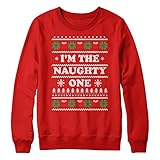 felpe natalizia divertente e abbinabile, per uomo e donna, idea regalo per lei, im the naughty one nice one, rosso - naughty one, xxl