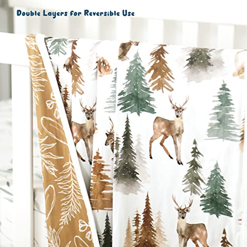 Grssder Baby Blankets Super Soft Jersey Knit Swaddle Blanket For Baby Girls And Boys, Double Layer Receiving Blankets 34 X 44 Inches Extra Large For Baby Show Gift, Deer And Leaves Pattern #TOP5
