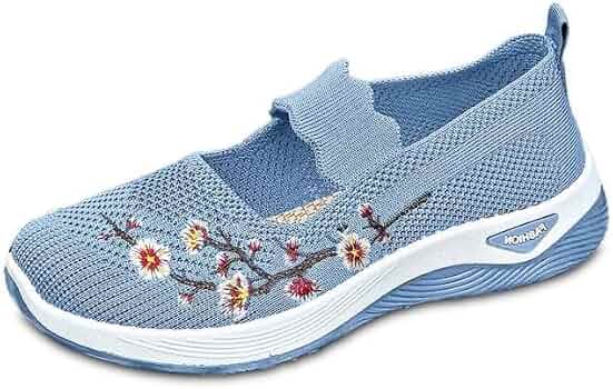 Chaussure De Marche Femme Ete sans Lacet Chaussures Orthopédiques Confortable Légère Sneakers À Enfiler Mesh Respirant Chaussures De Tennis Walking Nursing À Coussin Baskets