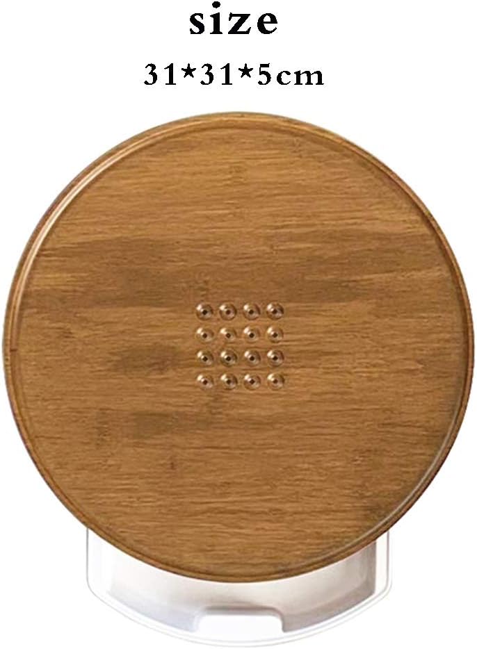 Round Water Storage Solid Wood Tea Tray Dry Brewing Table one-Person Household Drawer kung fu Tea Tray Tea sea Tea Table (Color : Brown Size : 31315cm)