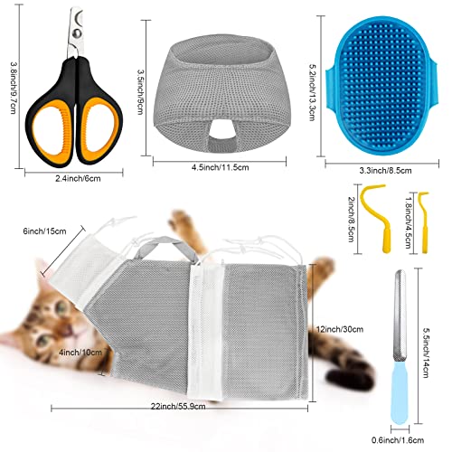 Image of Cat Bathing Bag Adjustable Cat Grooming Net Bag Anti-bite & Anti-Scratch Cat Bath Washing Restraint Bag, Breathable Mesh Cat Grooming Bag for Shower, Nail Trimming, Injection | Secure Restraint for Safer Grooming and Bathing, Reducing Stress and Helping Prevent Scratches and Escapes