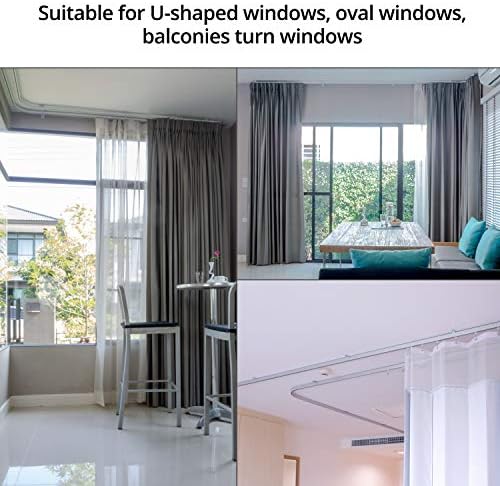 QWORK 9.8ft/3m Ceiling Curtain Track, Alloy Plastic Windows and Balcony Curtain Track Soft Curved Track, Rail Slide Rail Accessories