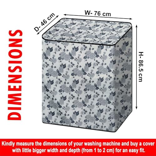 Image of The Furnishing Tree Semi-Automatic Top Load Washing Machine Cover | Waterproof & Dustproof | Easy to Clean | Durable & Washable, Classic Floral Bouquet Print Polyester (46x76x86.5 CM)