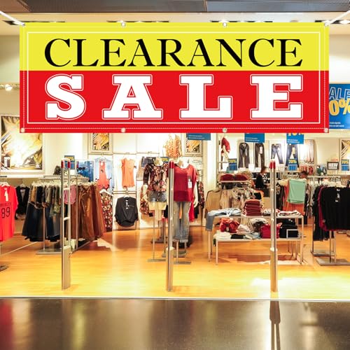 SmoothNovelty 2x6 Feet Clearance Banner Store Sale Sign With Grommets Polyester Fabric Reusable Weatherproof Sale Banner for Outdoor Indoor Advertising Business Marketing Store