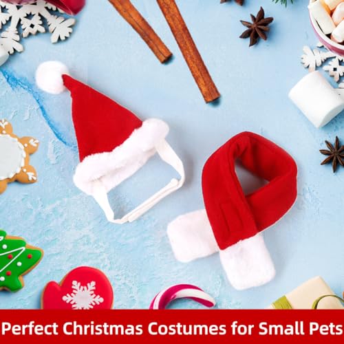 Katzen Hunde Weihnachtskostüm, Haustier Kostüm Weihnachten Kleidung Weihnachtsmütze und Schal für Klein Hund Katze, Rot Katzenbekleidung Hundebekleidung Lustig Mütze Deko Weihnachts Outfit Geschenk