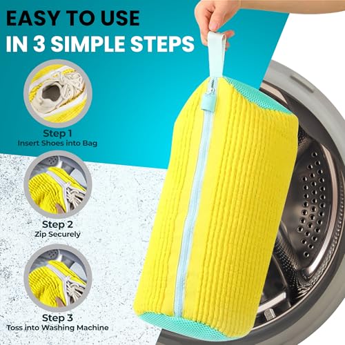 Shoe Washing Machine Bag - 2 Pcs Set - Resuable Shoe Bag for Washing Machine and Dryer - 360° Wrap Shoe Washing Bag for Sneakers, Boots & Delicate Footwear2