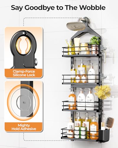 Étagère de douche à 4 niveaux noir antirouille ODesign