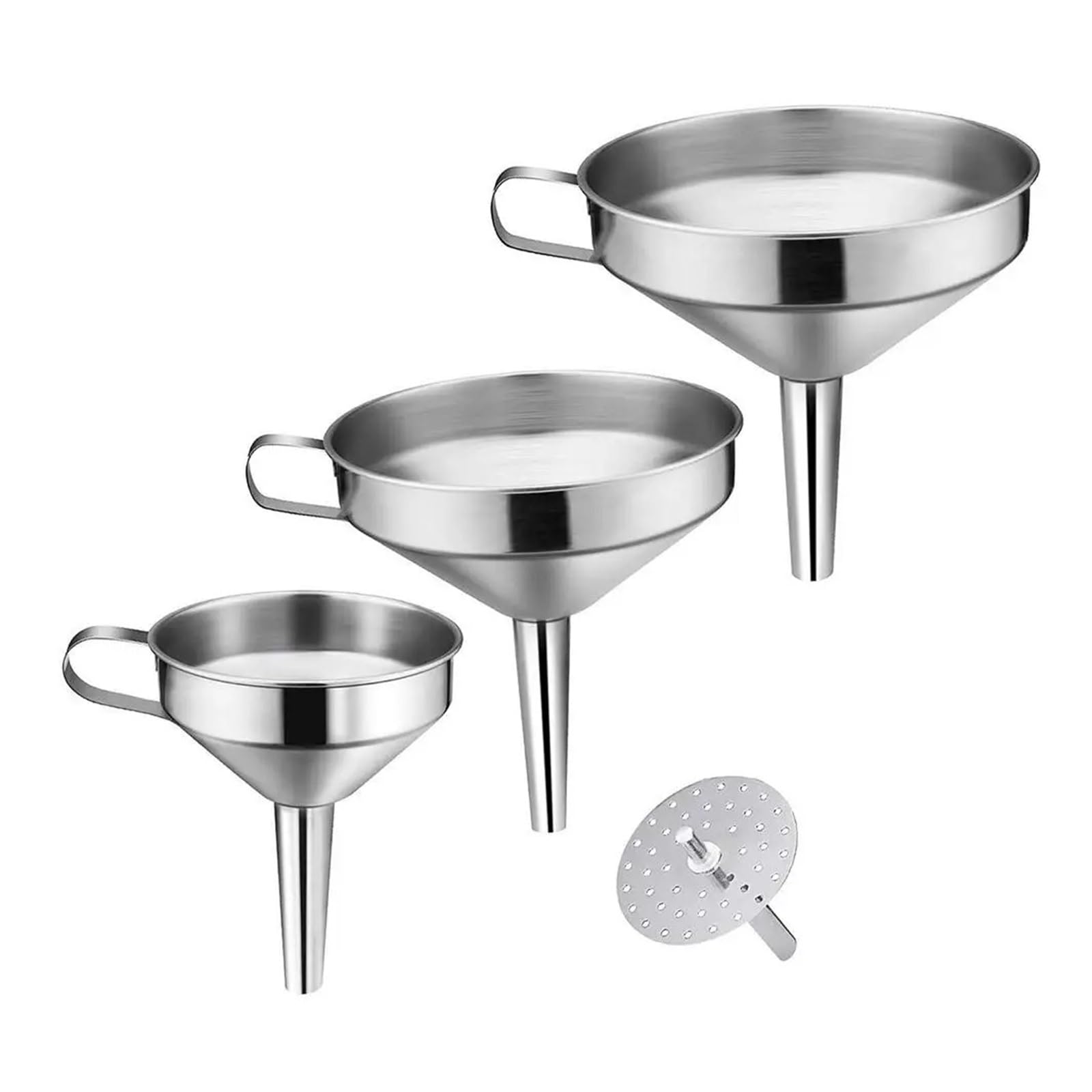 Funnels (hogar y cocina) Embudos de acero inoxidable de 10cm, 12cm y 14cm, boca ancha, aceite de vino, embudo de miel, colador desmontable, herramientas de filtro de líquidos for vino de cocina(12cm)