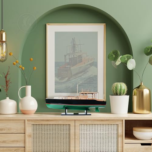 Old Modern Handicrafts Hemingway Pilar Boat Wooden Model - Collectible Scale Model for Home & Office Decoration - 27.5L x 7.5W x 15.0H Inches