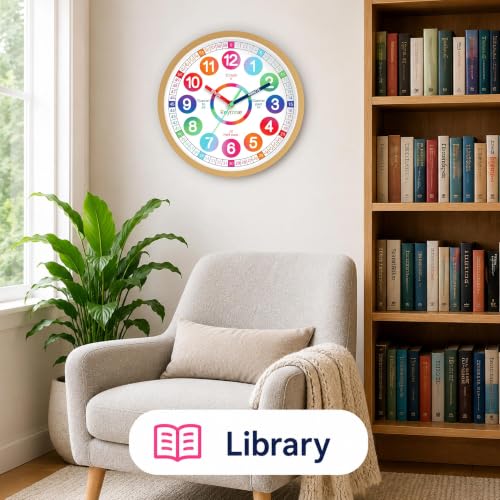 Image of Roymnie Wall Clock 10 inch for Kids Learning Teaching Silent Battery Operated | Learning to Tell Time Easily Non Ticking Analog Colorful Teaching Time Clock Decorative for Kids Room Classroom School Modern