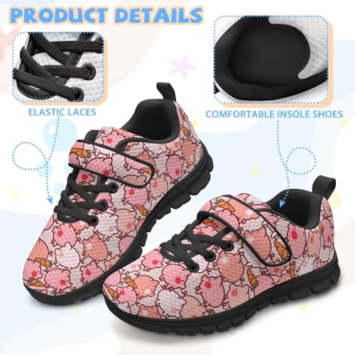 Girls Pig Axolotl Art Print Athletic Running Sneakers for Girls Boys Hiking Tennis Fitness Shoes 5