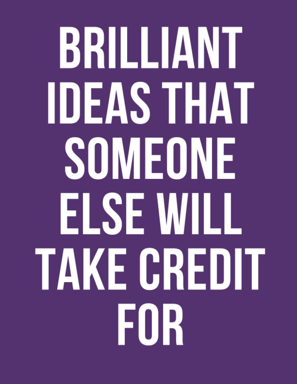 Brilliant Ideas That Someone Else Will Take Credit For: Funny Blank Lined Journal Notebook , Write down your thoughts , take notes.