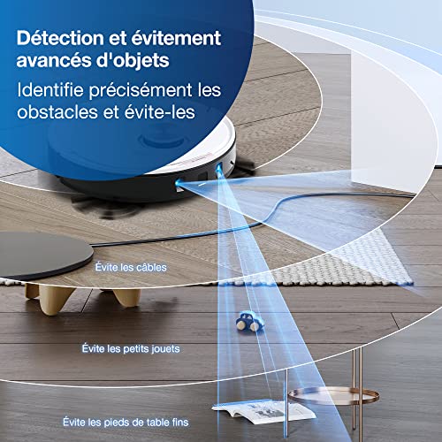 ECOVACS Deebot OZMO T8 Pure Aspirateur Robot Laveur, Navigation Laser dToF, Évitement d'obstacles, Cartographie Multi-étages, Zones de Nettoyage Personnalisées, 5200mAh, Autonomie de 260 Minutes - Image 3