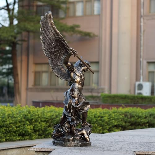 Escultura grande del Arcángel San Miguel de 43 pulgadas miniatura 6