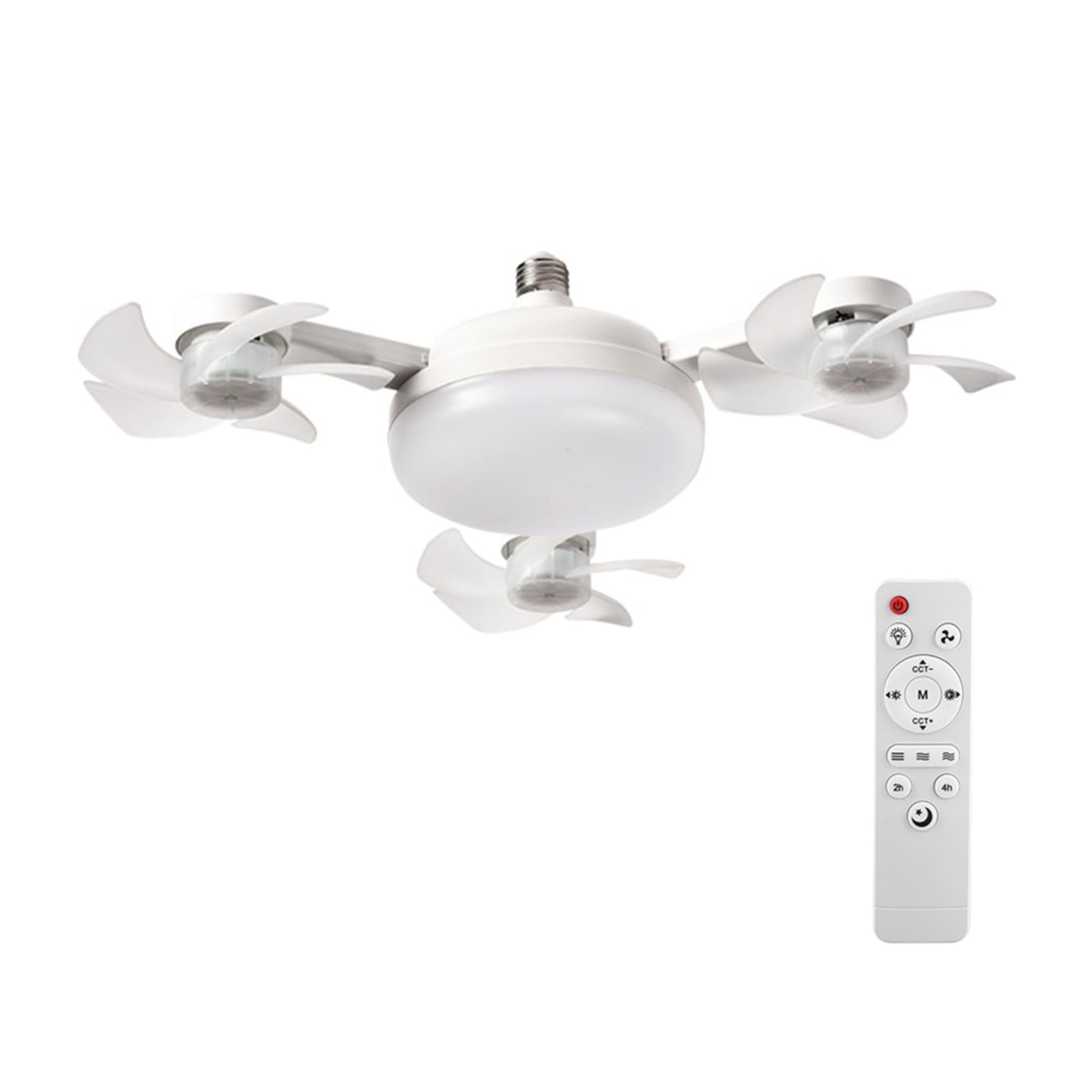 E27 2-in-1 Drone Fan Light Remote Timer 3-Speed Dimmable LED Hanging Lamp w