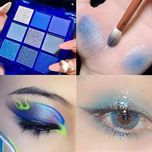 Go Ho 9 Style Blue Grey White Powder Makeup Eyeshadow Palette,Matte & Pearl Shimmer Design Waterproof Cool Blue Eye Eyeshadow Palette For Women&Girls thumb #4