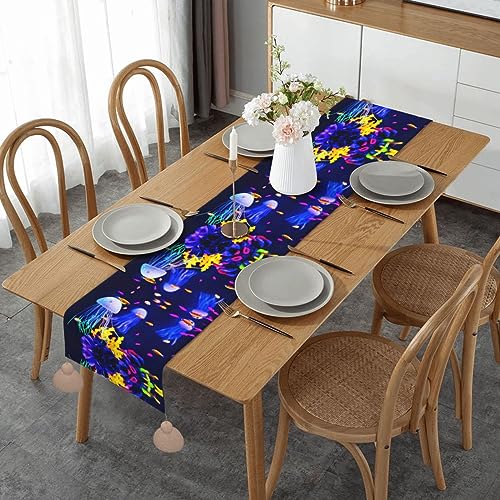 Chemin de table de Noël 152 cm avec pompons et motif marin