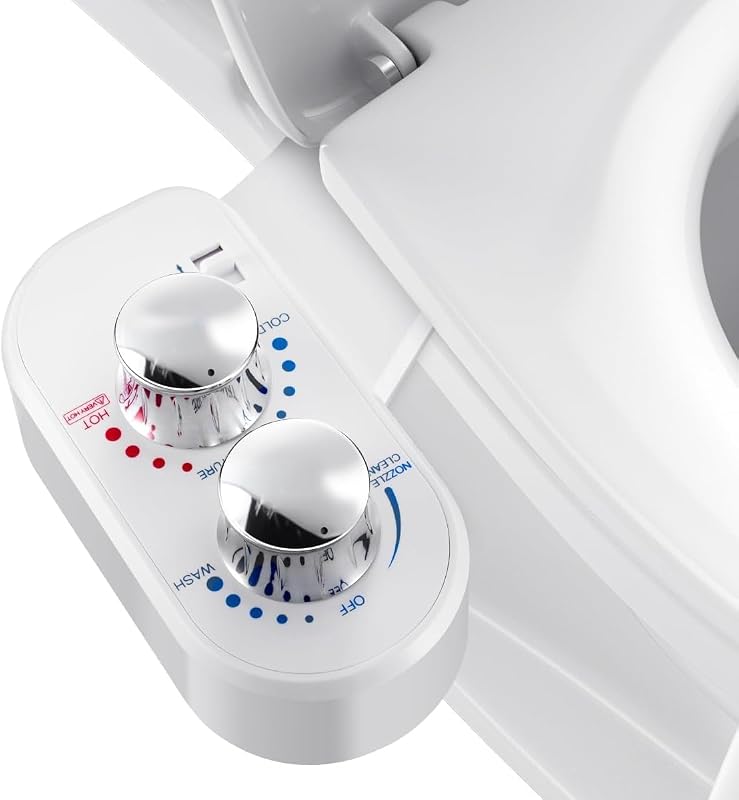 Upgraded Hot Cold Bidet Attachment for Toilet - White