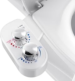 Upgraded Hot Cold Bidet Attachment - Front Rear Wash Adjustable Water Pressure with Self-Clean Retractable Single Nozzle Non-Electric
