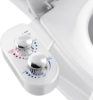 Upgraded Hot Cold Bidet Attachment - Front Rear Wash Adjustable Water Pressure with Self-Clean Retractable Single Nozzle Non-Electric