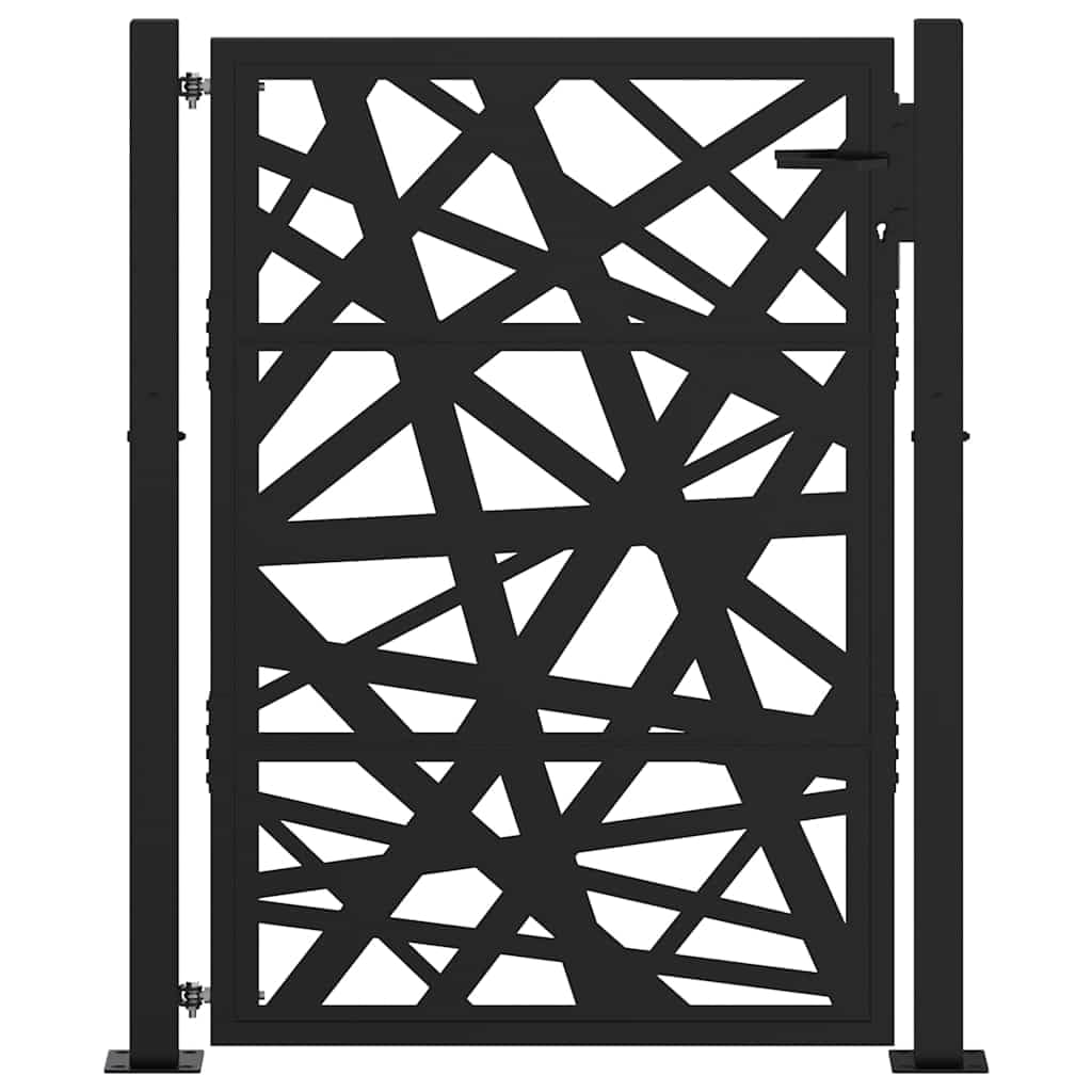 IKAYAA Cancello Giardino Cancello Esterno Cancello Giardino Esterno Porta da Giardino in Acciaio Cancello in Metallo con Maniglia e 3 Chiavi Design Leggero-Nero-105 x 130 cm