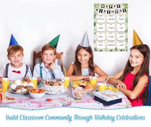 Image of GMEMNOV Birthday Chart for Classroom - Birthday Poster Chart Reusable Laminated Classroom Happy Birth Day Poster Bulletin Board Decorations Back to School Teacher Supplies