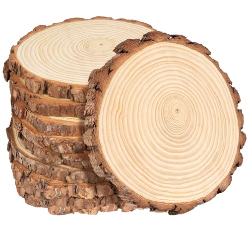 Truevaste 20er Set Holzscheiben 15 cm Durchmesser Runde Baumscheiben Natur ohne Loch Ø14-15 cm 10 mm Dicke Holzscheiben zum Basteln für Lasergravur Hochzeit Tischdeko Weihnachtsdeko & DIY Deko