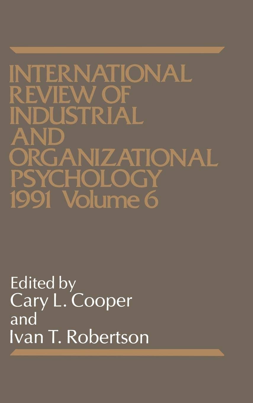 Cooper Unisex Multicolor Int Rev Of Indust Org Psych 1991 V Hardcover Book Size 6