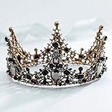 Aceorna Black Queen Crowns and Tiaras Crystal Baroque Crowns Black Rhinestones Tiara Bride Wedding Crown for Women Bridal Princess Decorative Tiaras Hair Accessories for Halloween Costume