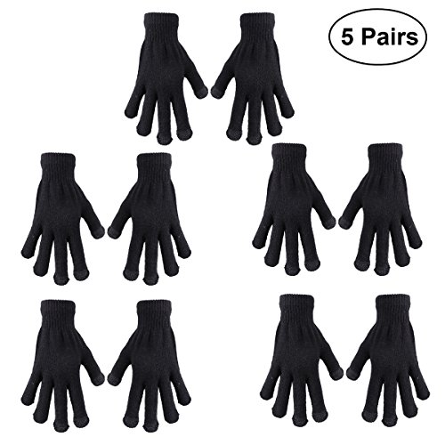 OATIPHO 5pares Guantes Táctiles Invierno Para Hombres Mujeres Negro Para Smartphone Exterior Navidad Cumpleaños