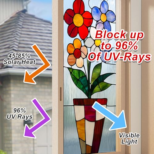Película de privacidad para ventana con diseño floral colorido miniatura 4