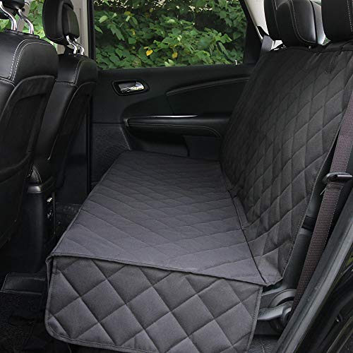 Image of Honest Dog Car Seat Covers with Side Flap, Pet Backseat Cover for Cars, Trucks, and Suv's - Waterproof & Nonslip-Luxury(Quilted) (61'' W x 64'' L, Black)