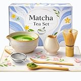 Matcha Whisk Set (7 pcs), Japanese Matcha Kit with Ceramic Bowl, Bamboo Chasen Whisk, Scoop, Sifter & Holder | Complete Starter Set for Beginners | Mother‘s Day, Father’s Day, Housewarming Gift