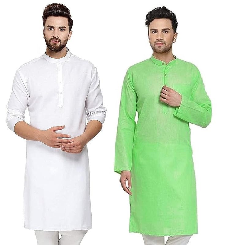 Image of WESTCORE Men's Cotton Kurta Combo - Pack of 2 | Traditional Ethnic Wear for Festivals & Celebrations