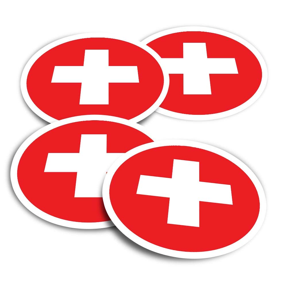 Vinyl Stickers (Set of 2) 10cm - Switzerland Flag Map Swiss Fun Decals for Laptops,Tablets,Luggage,Scrap Booking,Fridges #9063