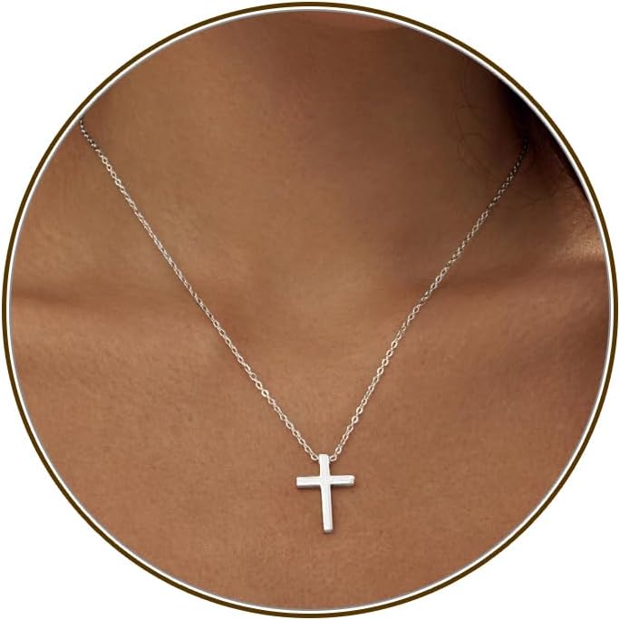 Cross Necklace for Women, Dainty 18K Gold Plated/Sterling Silver Small Cross Pendant Necklace Simple Gold Cross Necklaces for Women Trendy Faith Jewelry Gift