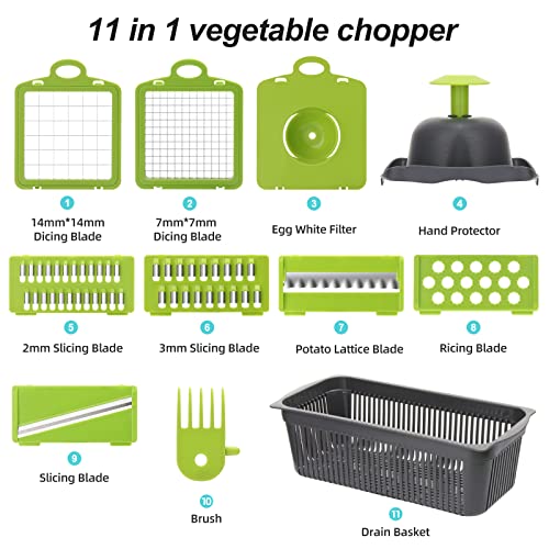 Marvelity Vegetable Chopper, Onion Chopper, Multi 11-In-1 Food Choppers, Vegetable Slicer Cutter, Chopper For Onion Tomato Fruit, Mandoline Slicer Cutter Chopper, Perfect Kitchen Gift #TOP2