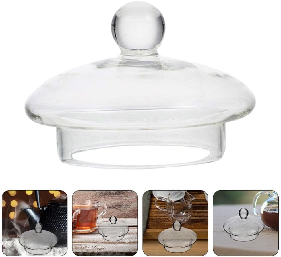 Kichvoe Clear Glass Teapot Lid Replacement 3 Inch Tea Kettle Cover Heat-Resistant Tea Pot Lid Accessory for Home Party Camping Kitchen Tableware