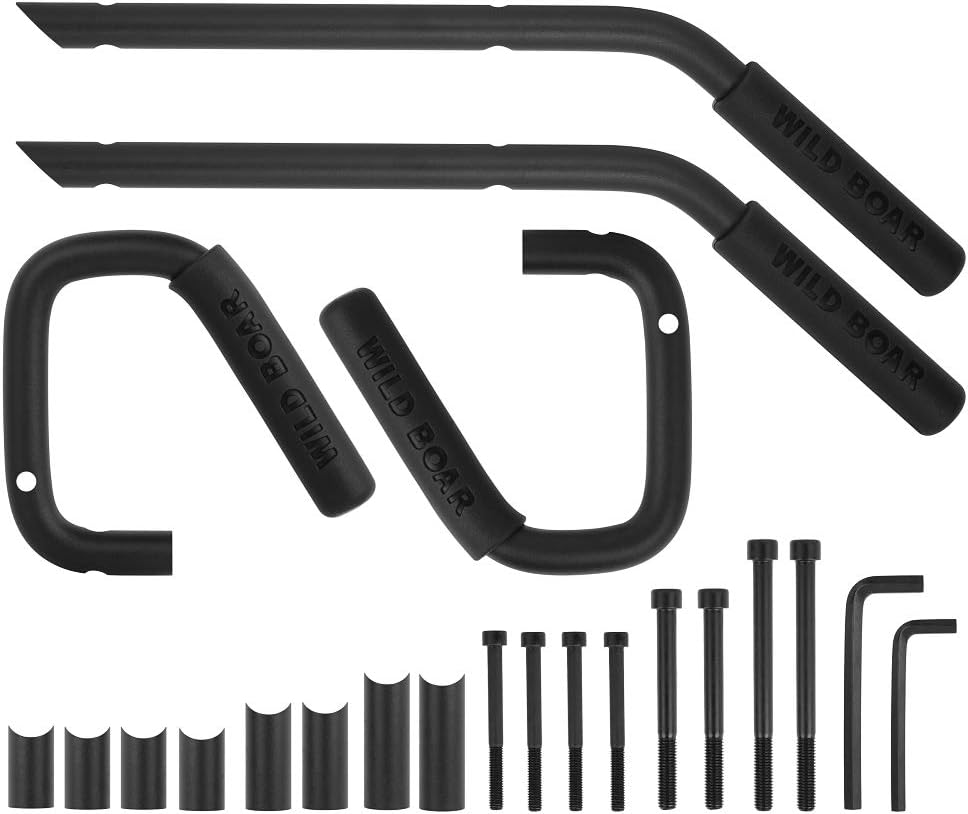 Car Wild Boar Front Grab Handles Grab Bar Rear Front Grab Black Safety Handle for Jeep Wrangler (Black)