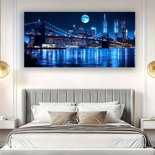 Impression sur toile bleu fonce decoration salon moderne