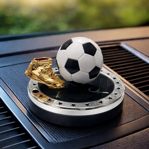 Image of YOURKARTS.COM Solar Powered Football Trophy Display Stand (M, Small Shoe) - Golden Shoe with Rotating Base for Sports Enthusiast Car Interiors car accessories